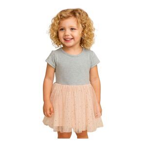 Tucker + Tate Gray Pink Blush Ribbed Tulle Puffy Sparkle Twirly Dress Girls 4 4T
